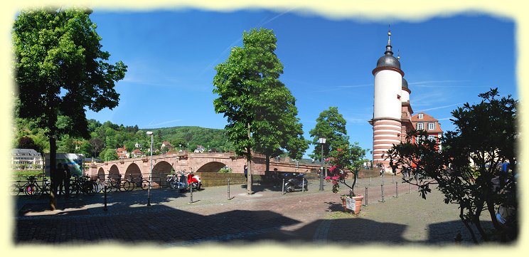 Heidelberg - Neckarufer und die alte Bogenbrcke
